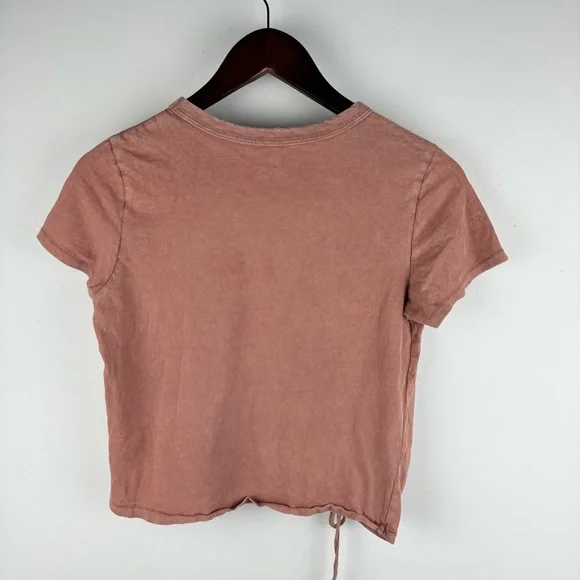 Aerie Women’s Cropped Keyhole Shirt Top Burnt Red Pink Loungewear Distressed XS - Picture 8 of 8